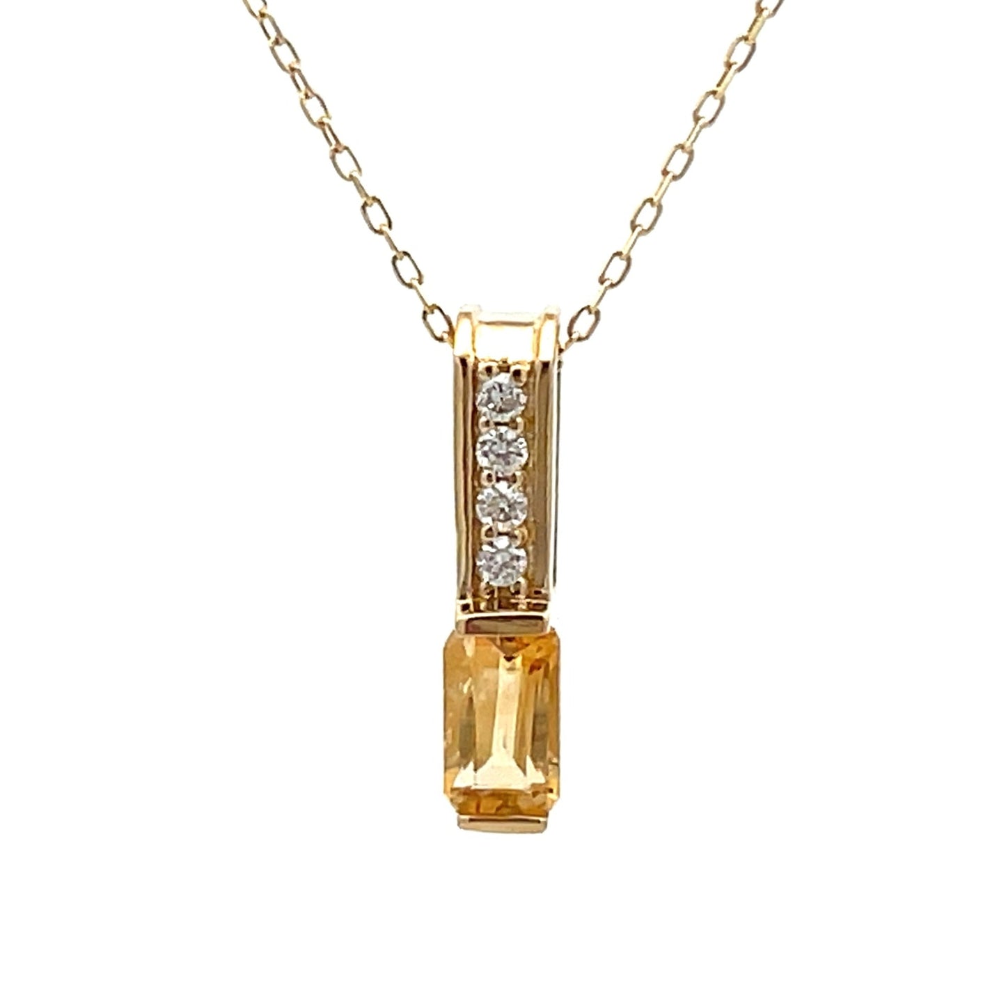 .06ct Citrine Diamond Pendant in 10KT Yellow Gold