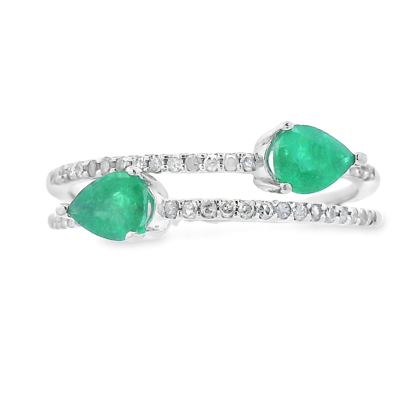 Anillo de Diamante Esmeralda Natural de 0.50ct en Oro Blanco de 14KT
