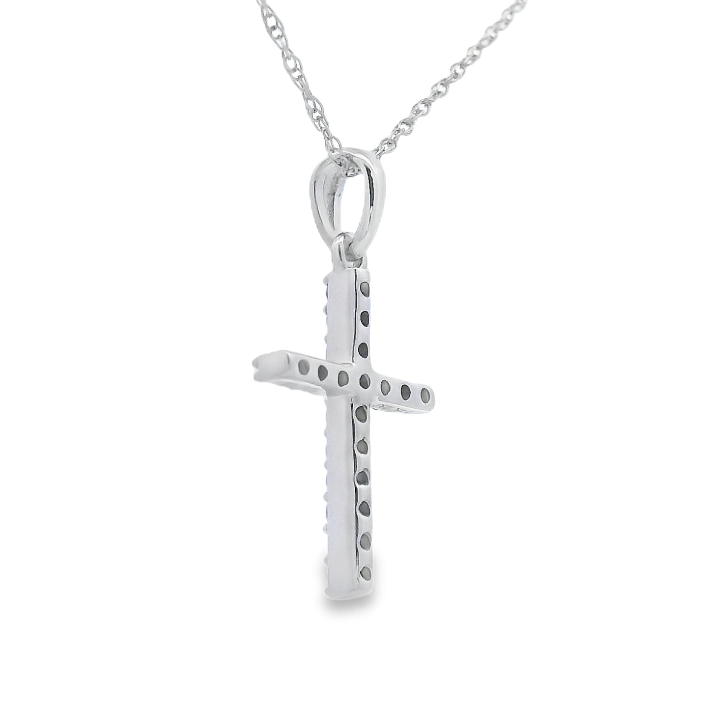 Pendentif Croix en Diamant de 0,11 ct en Or Blanc 14KT