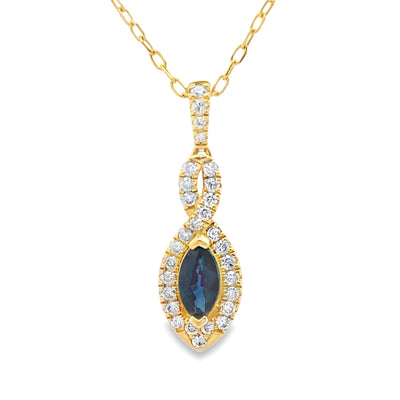 Pendentif de mode en diamant saphir en or jaune 10KT
