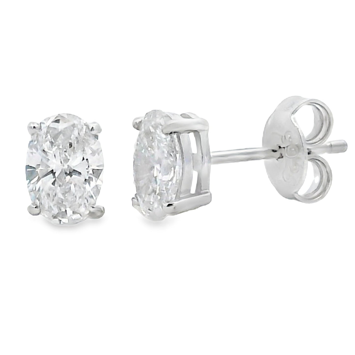 Pendientes de Stud de Diamante Creado en Laboratorio de 1.00ct en Plata Esterlina