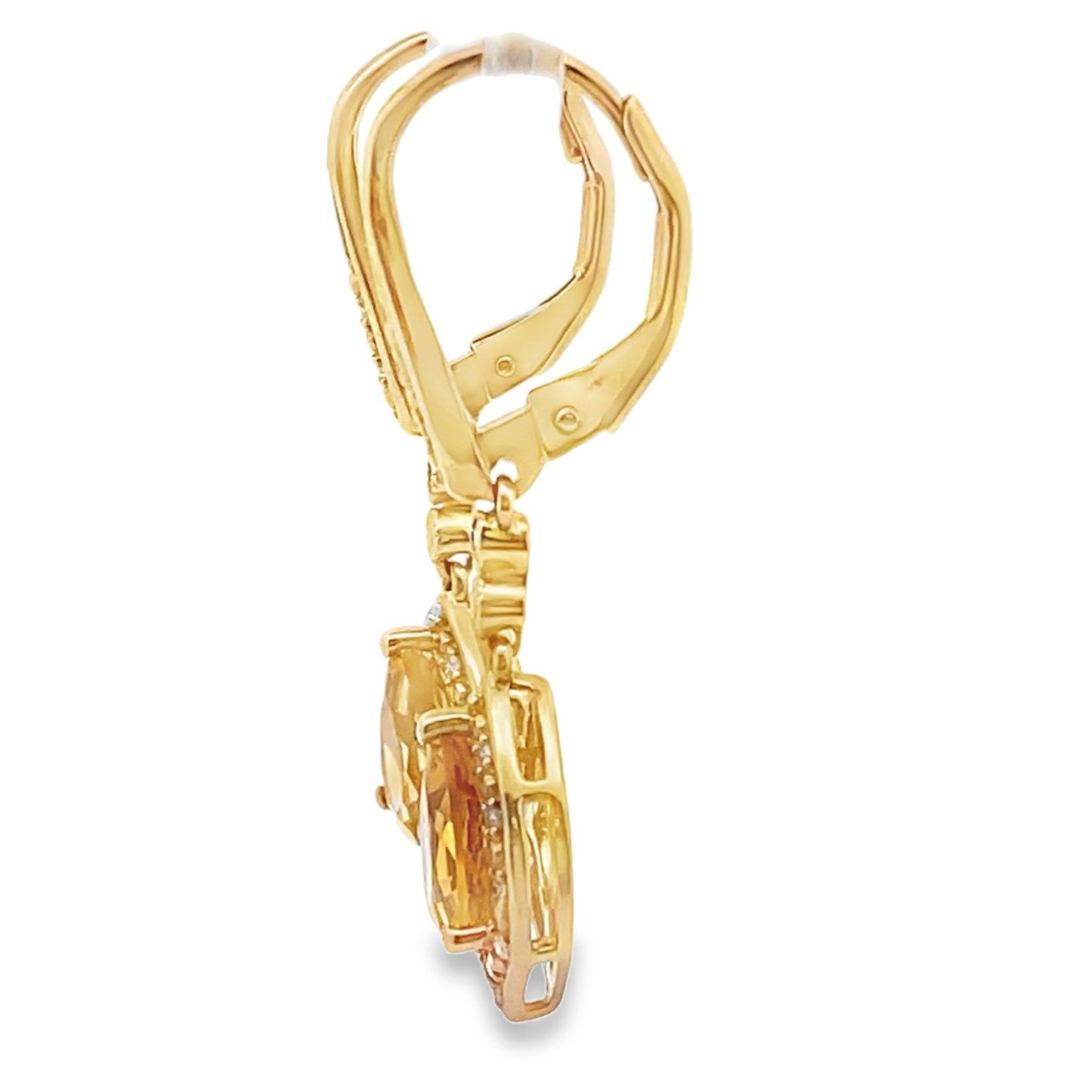 1.88ct Citrine Diamond Dangle Earrings in 10KT Yellow Gold