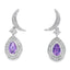 Pendientes colgantes de diamantes de amatista de 0.48ct en oro blanco de 10KT