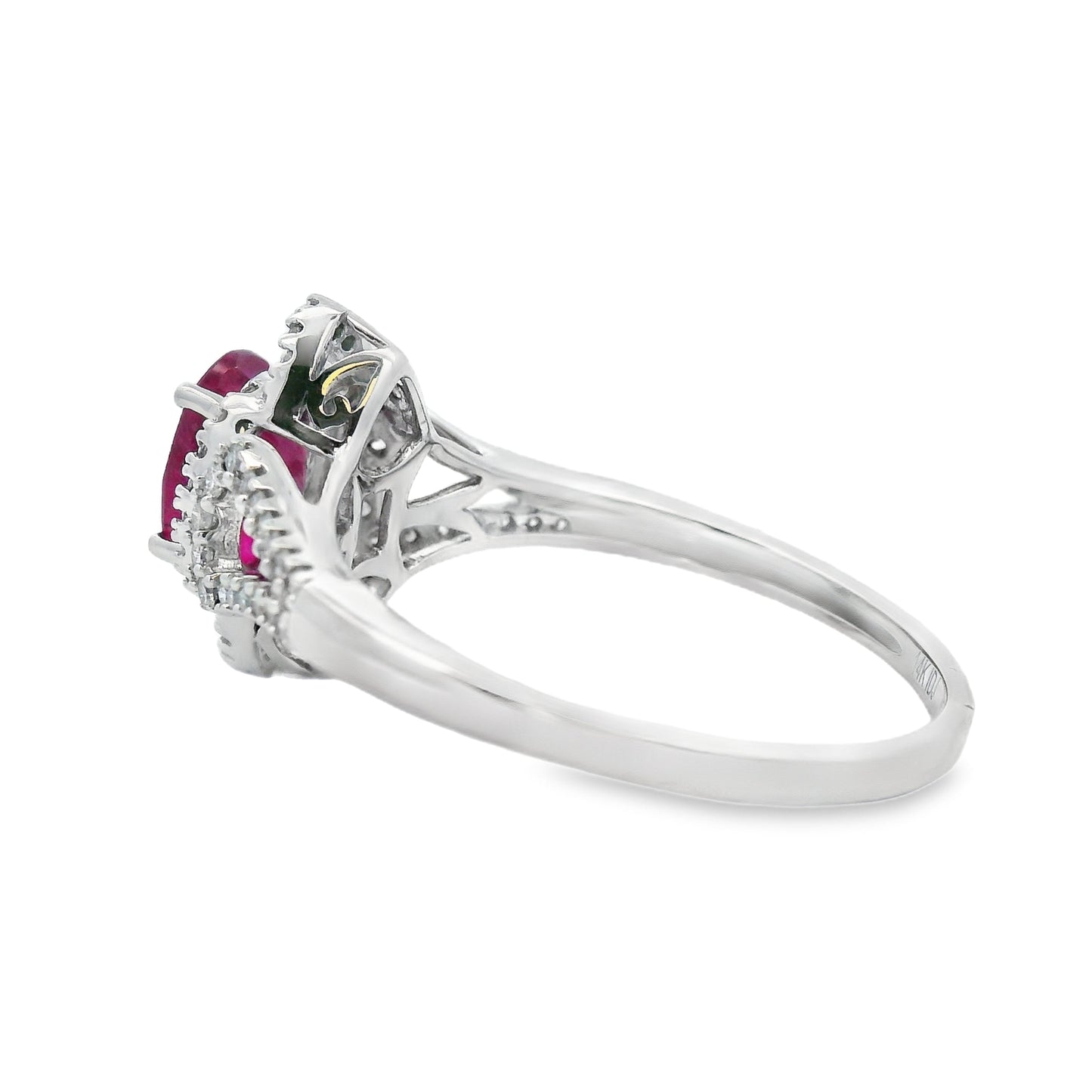 Bague en Rubis Naturel de 1,26 ct avec Diamants en Or Blanc 14KT