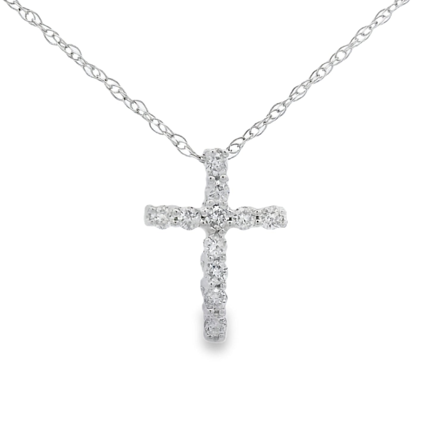 Pendentif Croix en Diamant de 0,12 ct en Or Blanc 10KT