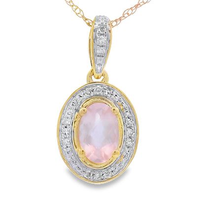 Pendentif en diamant en quartz rose en or jaune 10KT