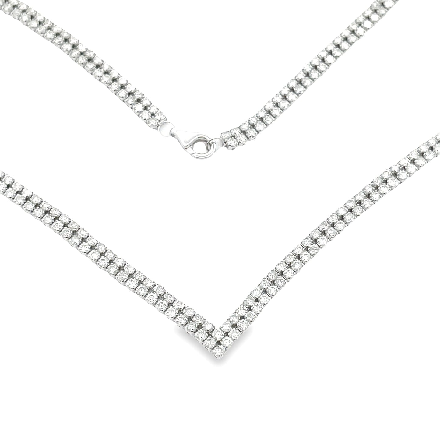 Natural 7.00ct Diamond Tennis Necklace in 14KT White Gold