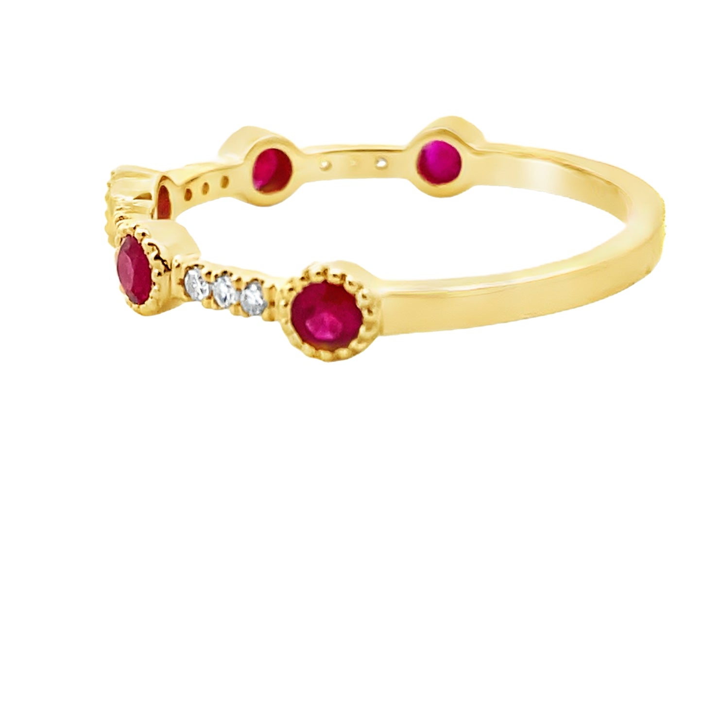 .46ct Ruby Diamond Stackable Band Set in 14KT Yellow Gold