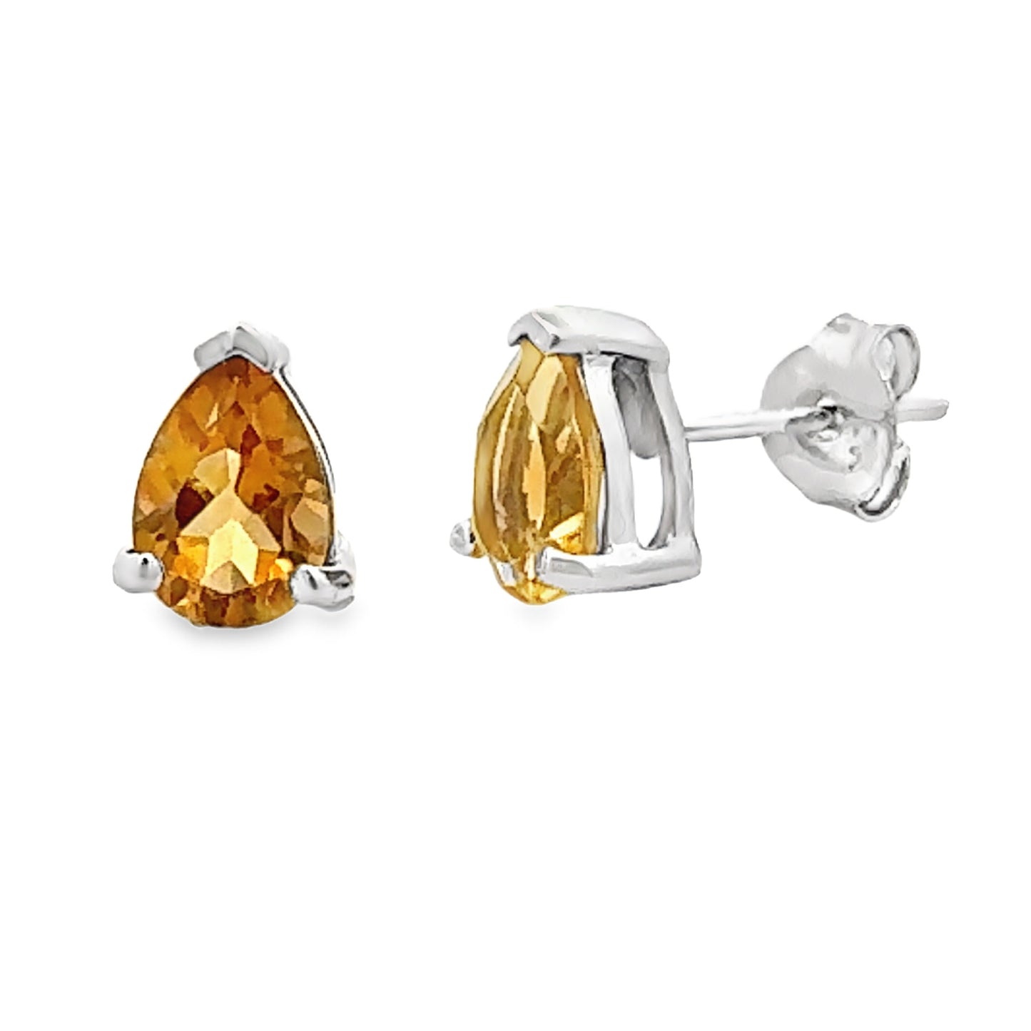 Boucles d'oreilles en citrine véritable de 1,27 ct en or blanc 10KT