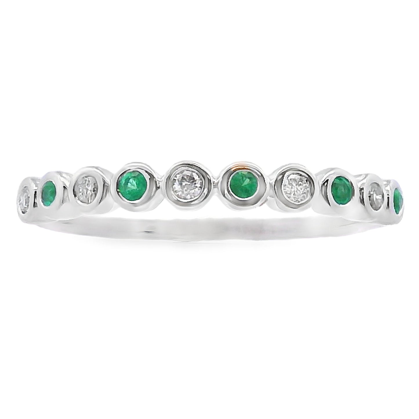 Emerald Diamond Stackable Band Set in 14KT White Gold