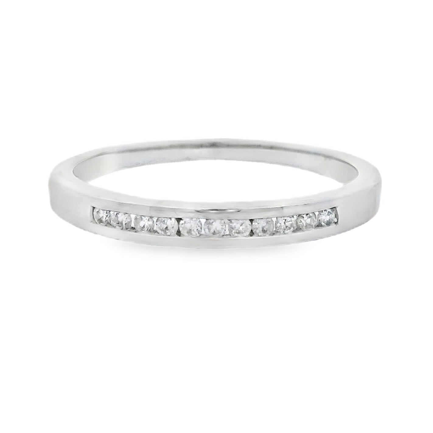 Anillo de boda de diamante genuino de 0.11ct en oro blanco de 14KT