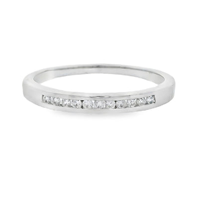 Bague de mariage en diamant véritable de 0,11 ct en or blanc 14KT