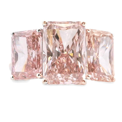 Bague 3 pierres en diamant cultivé en laboratoire de 10,00 ct en or blanc 14KT