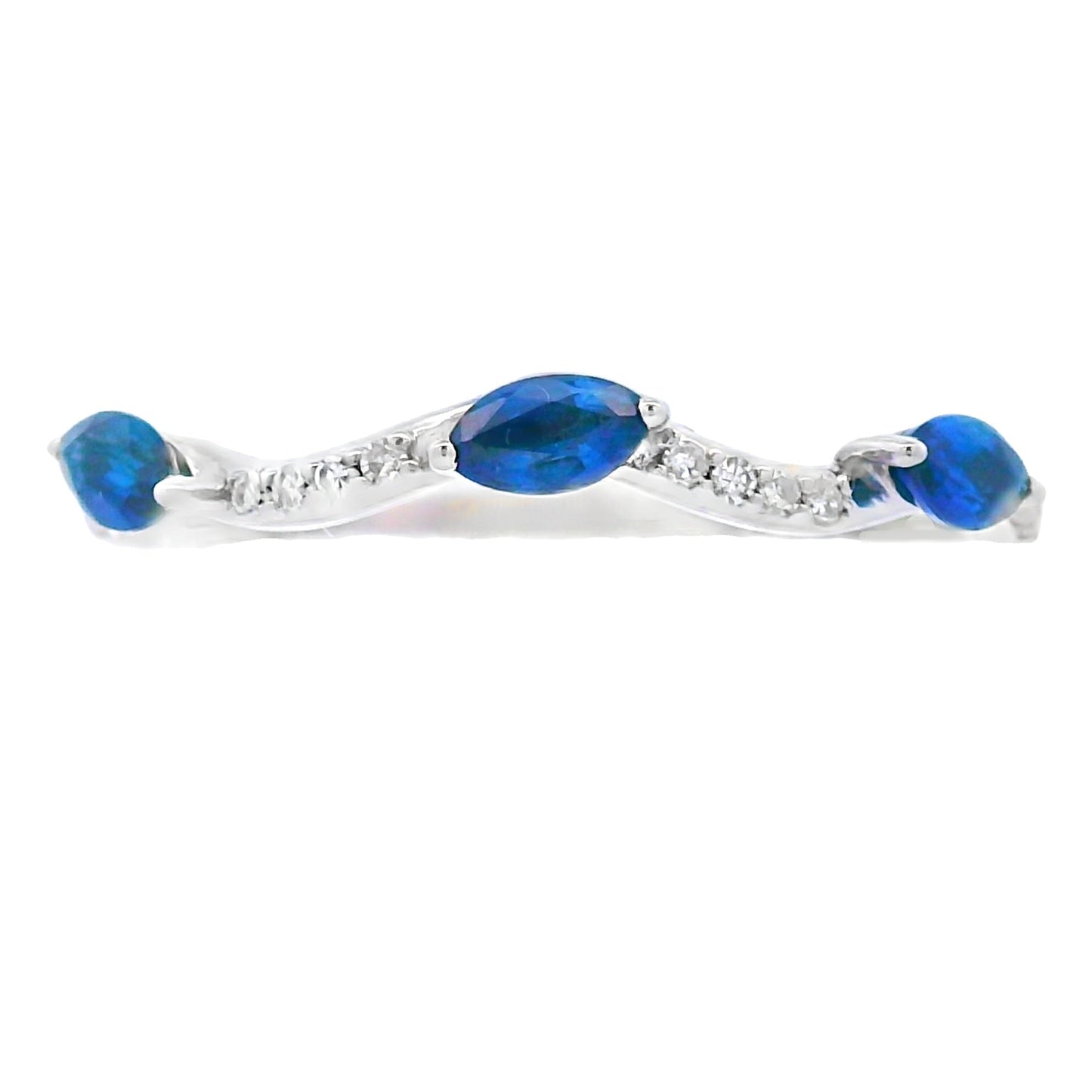 Ensemble de Bagues Empilables en Saphir et Diamant en Or Blanc 14KT