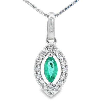 .21ct Emerald and Diamond Pendant in 10KT White Gold