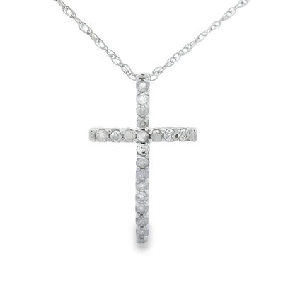 .10ct Diamond Cross Pendant in 14KT White Gold