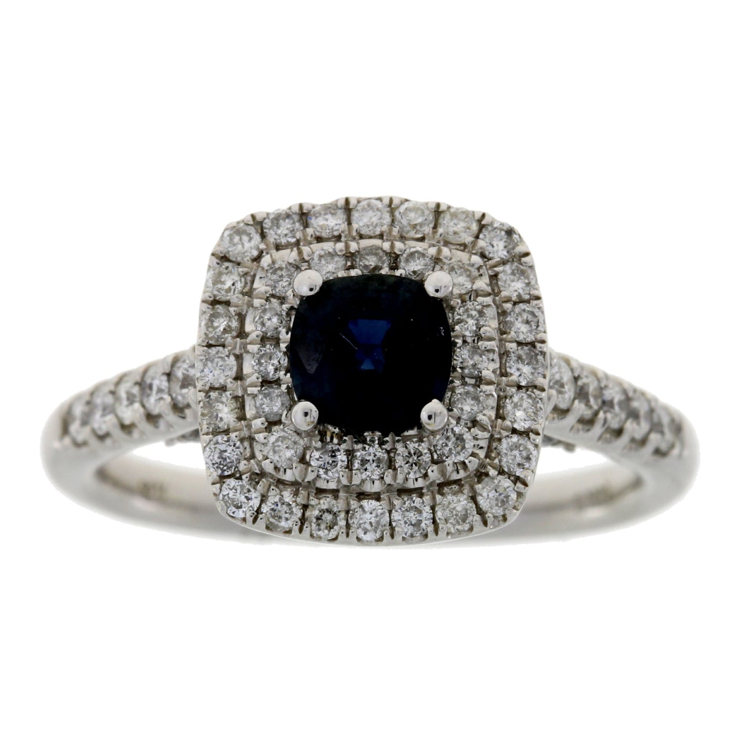 Anillo de Zafiro y Diamante Natural de 1.22ct en Oro Blanco de 14KT