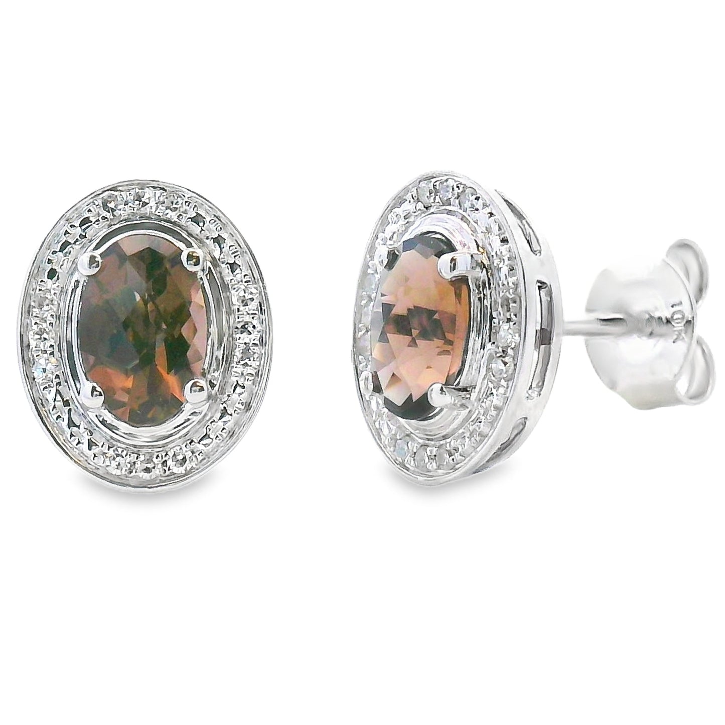 Genuine .85ct Quartz Diamond Earrings in 10KT White Gold