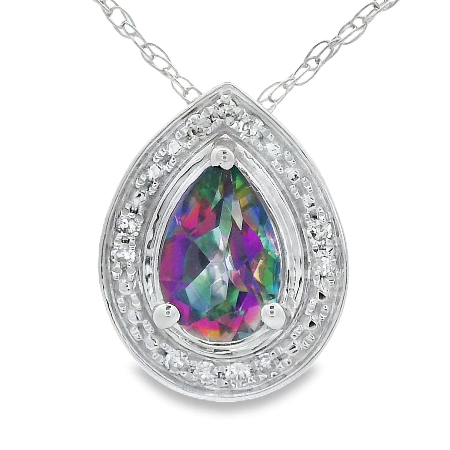 Mystic Fire Topaz Pendant in 10KT White Gold