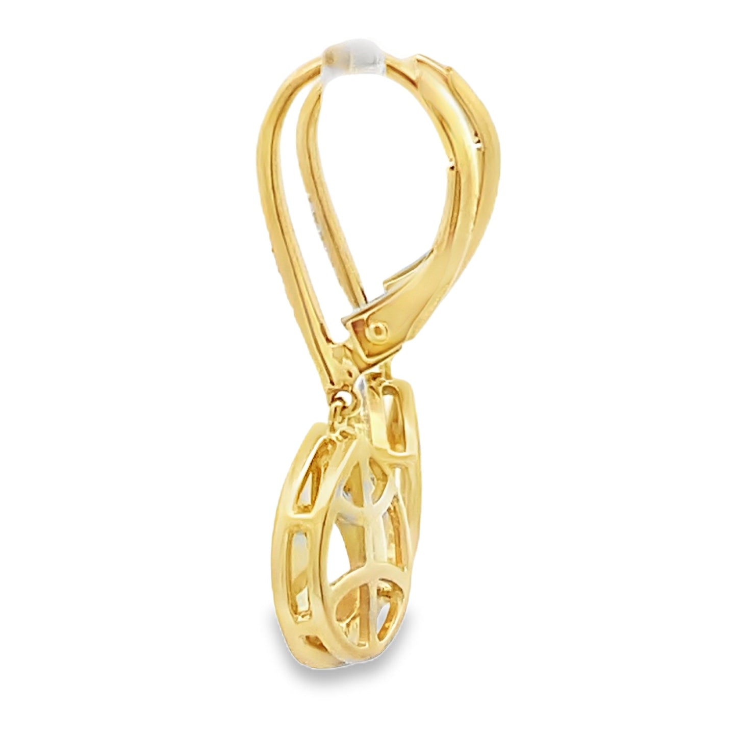 Boucles d'oreilles pendantes en diamant de quartz rose en or jaune 10KT