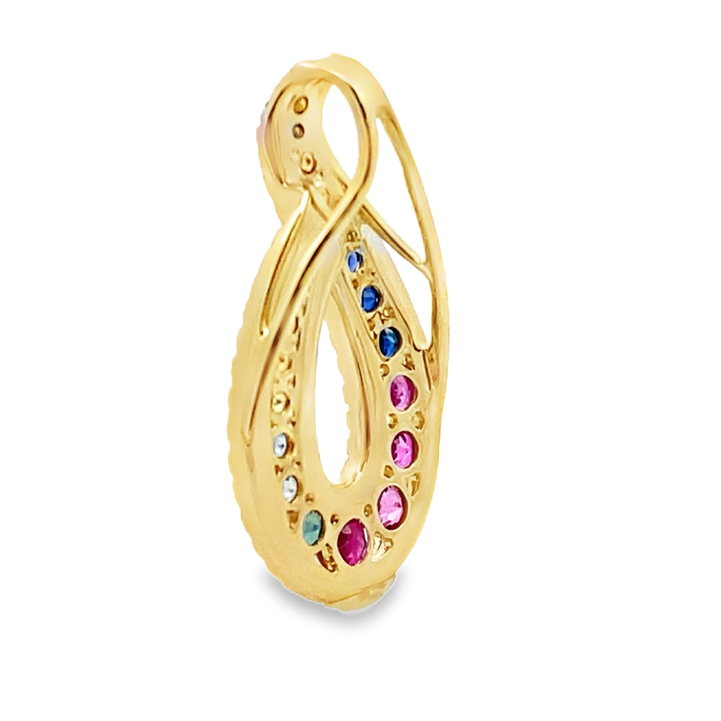 .91ct Pendentif de Mode en Saphir Multi en Or Jaune 14KT