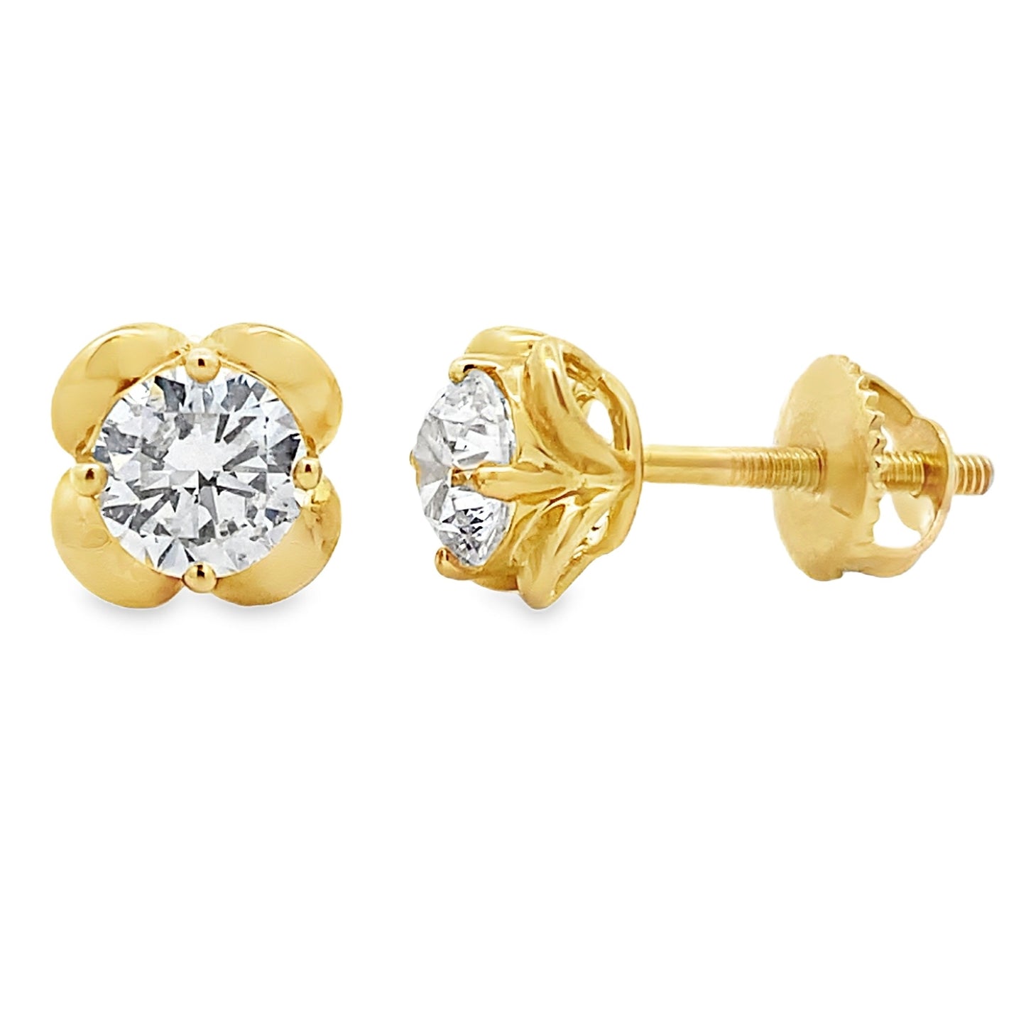 1.00ct Lab Grown Diamond Stud Earrings in 10KT Yellow Gold