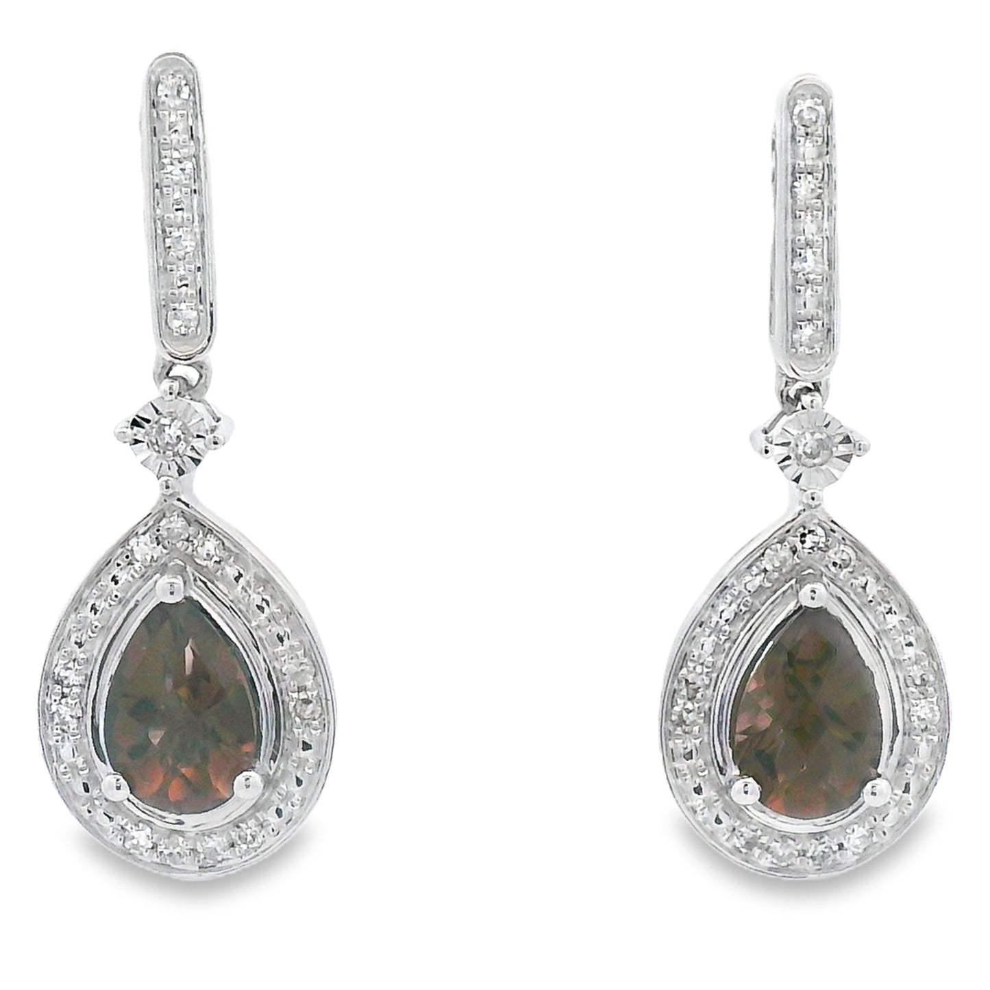 .84ct Quartz Diamond Dangle Earrings in 10KT White Gold