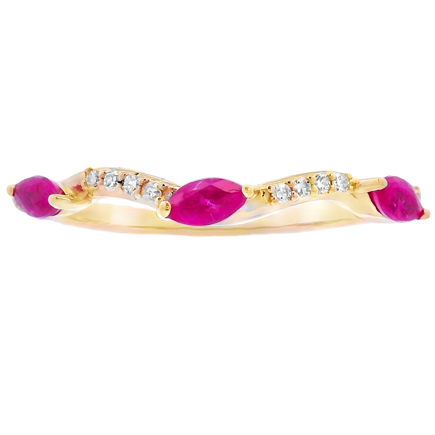 .21ct Ruby Diamond Stackable Band Set in 14KT Yellow Gold