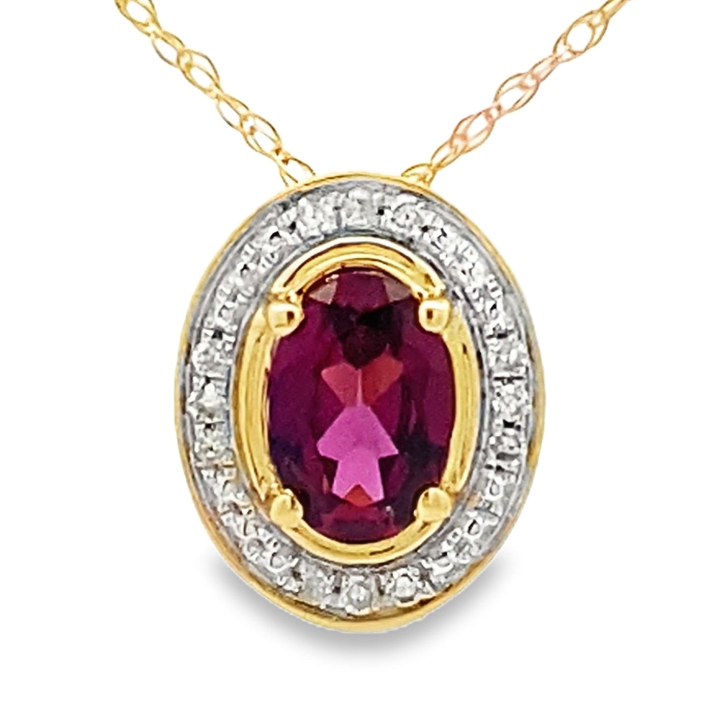 .52ct Garnet and Diamond Pendant in 10KT Yellow Gold