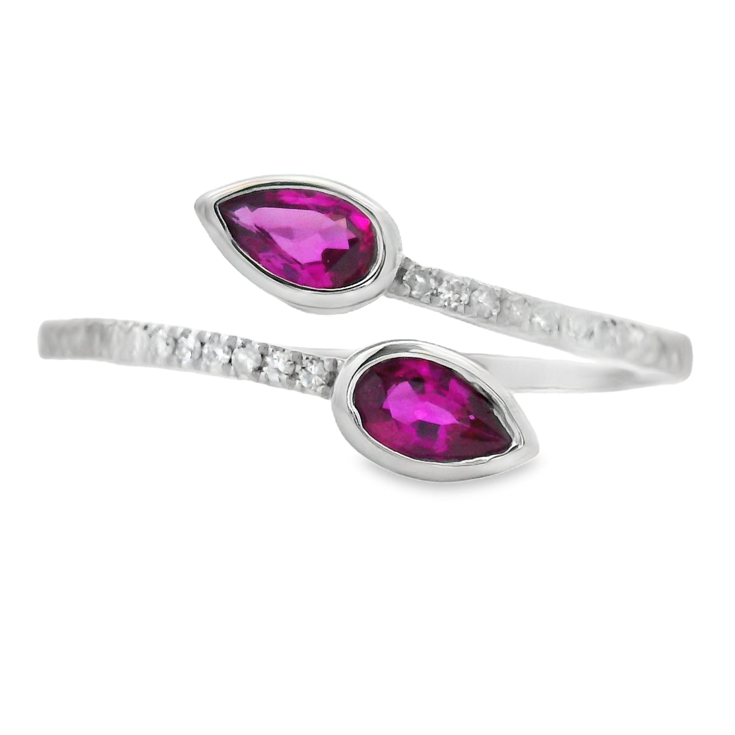 Bague en Diamant Rubis Naturel de 0,64 ct en Or Blanc 14KT