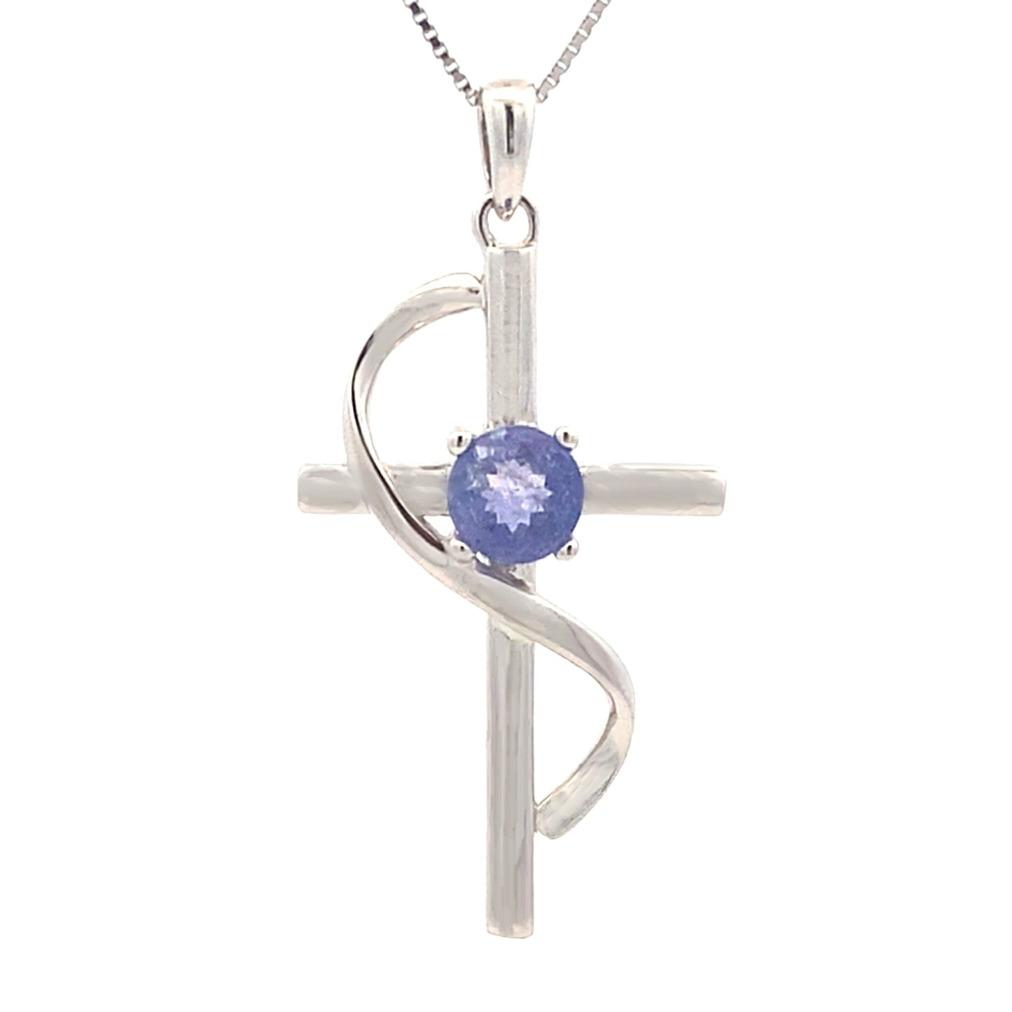 Colgante Cruz de Tanzanita de 0.50ct en Plata Esterlina