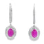Pendientes colgantes de rubí y diamante de 1.28ct en oro blanco de 10KT