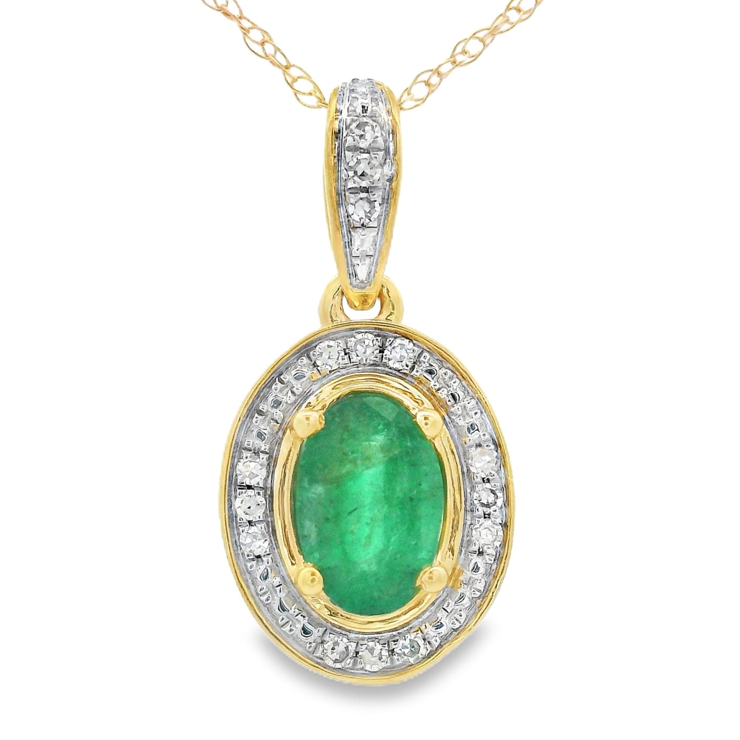 .46ct Emerald and Diamond Pendant in 10KT Yellow Gold