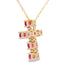 Colgante de Cruz de Rubí y Diamante en Oro Amarillo de 10KT