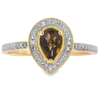 Natural .46ct Quartz Diamond Ring in 10KT Yellow Gold