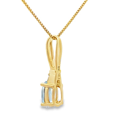 Aquamarine Diamond Pendant in 10KT Yellow Gold