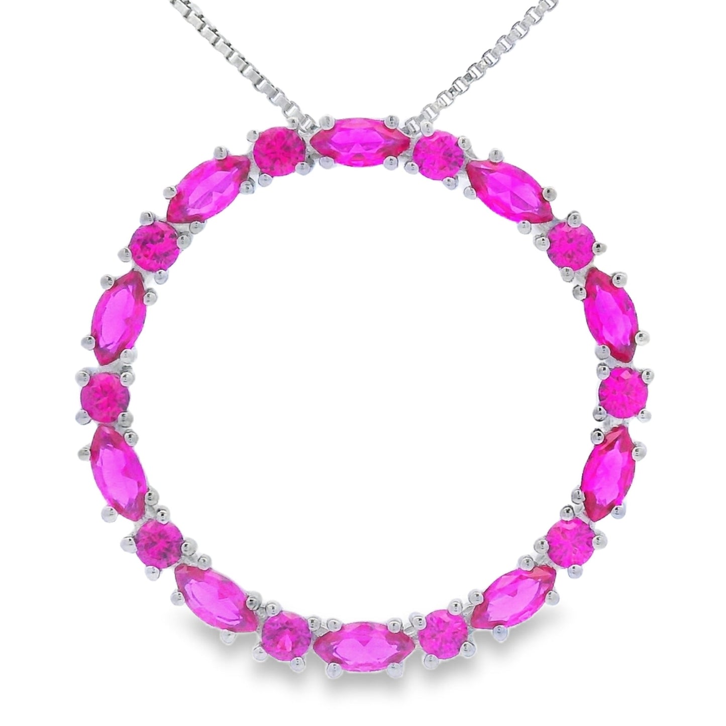 Created Ruby Circle of Love Pendant in Sterling Silver