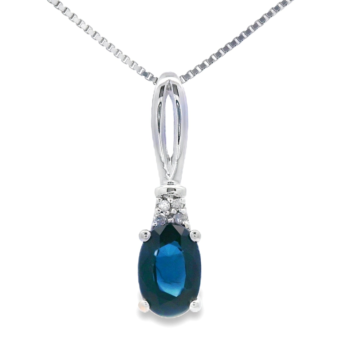 .34ct Colgante de Zafiro y Diamante en Oro Blanco de 10KT