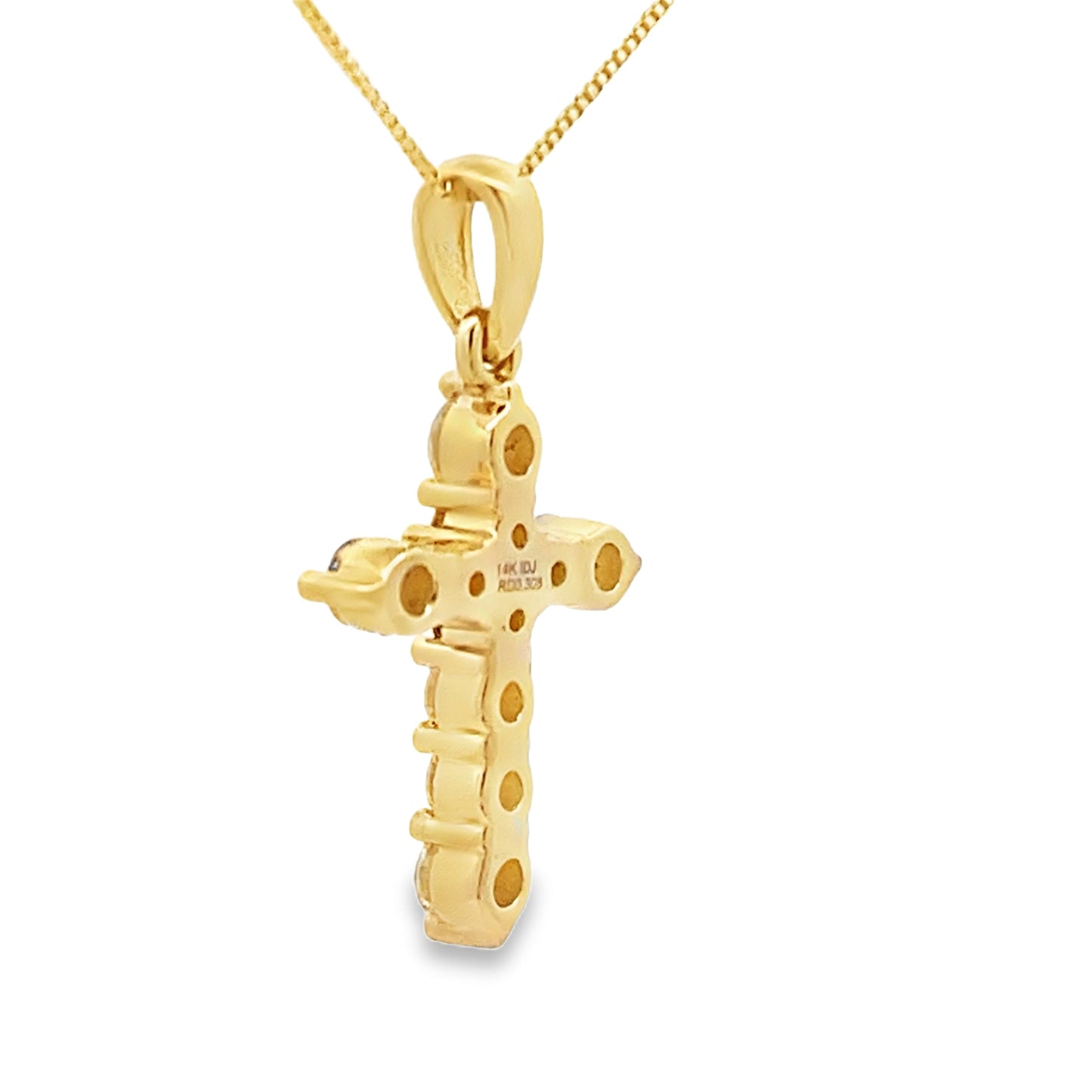 .30ct Diamond Cross Pendant in 14KT Yellow Gold