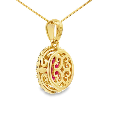 Pendentif en rubis et diamants de 2,22 ct en or jaune 10KT