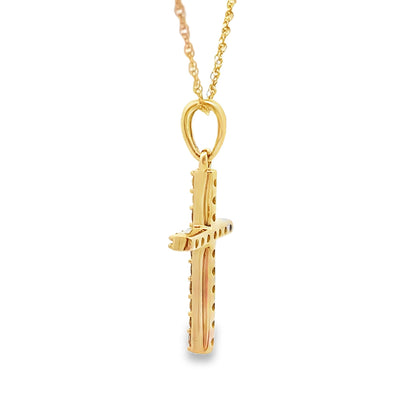 .13ct Diamond Cross Pendant in 14KT Yellow Gold