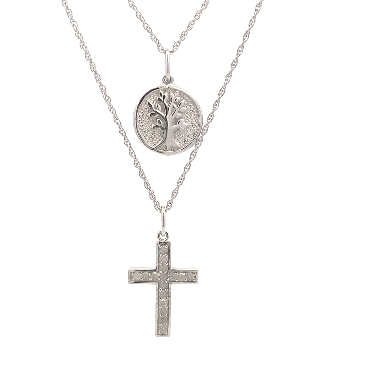 Pendentif croix en diamant de 0,20 ct en argent sterling