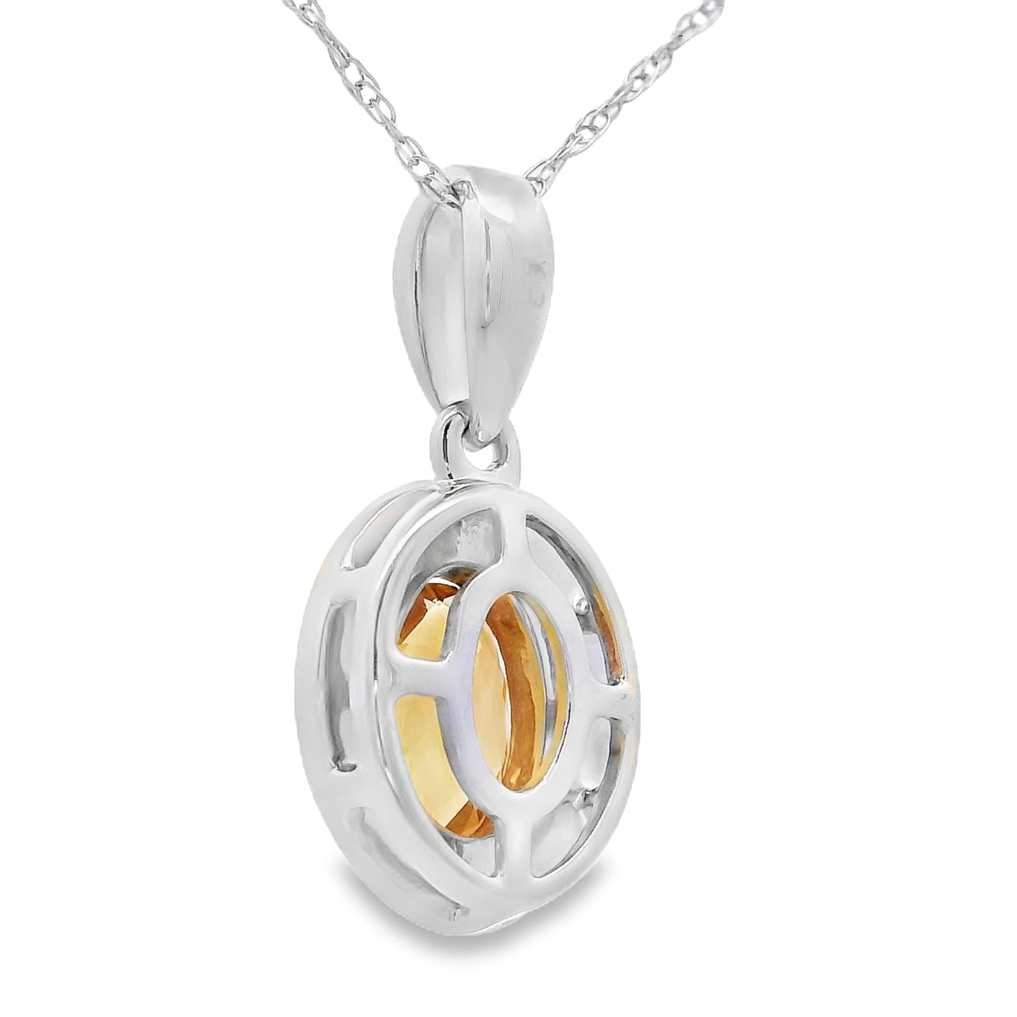 .48ct Citrine and Diamond Pendant in 10KT White Gold