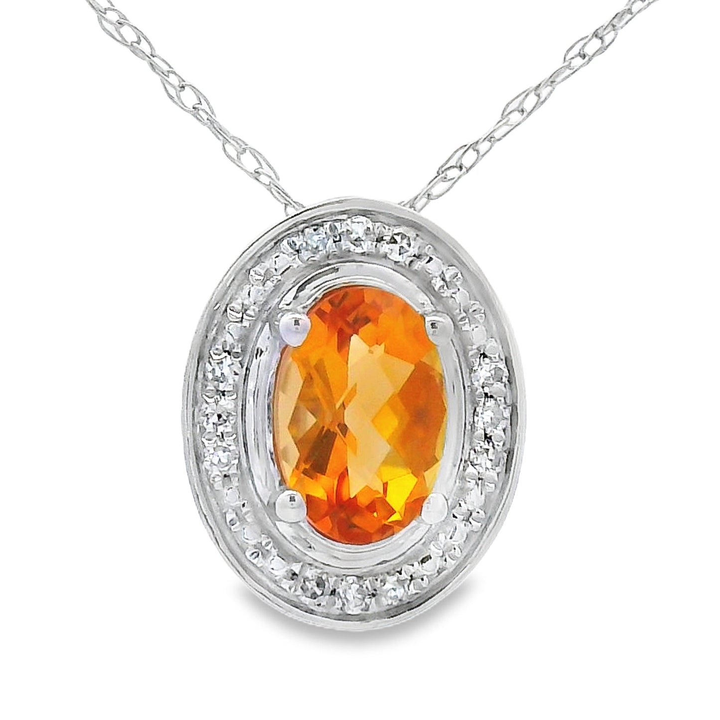 .51ct Pendentif en Citrine et Diamant en Or Blanc 10KT