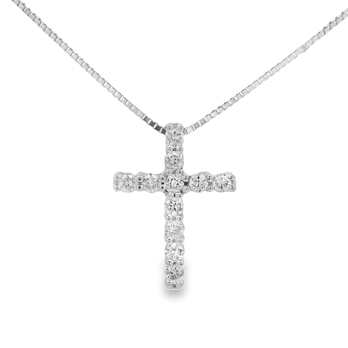 Colgante de Cruz de Diamante de 0.15ct en Oro Blanco de 14KT