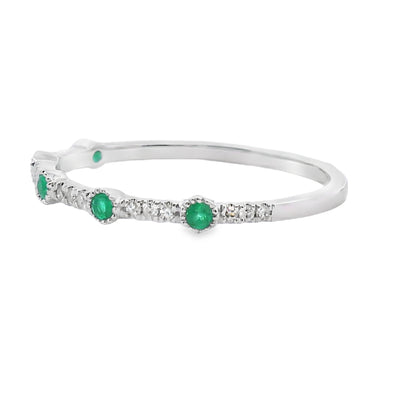Ensemble de Bagues Empilables en Diamant Émeraude en Or Blanc 14KT