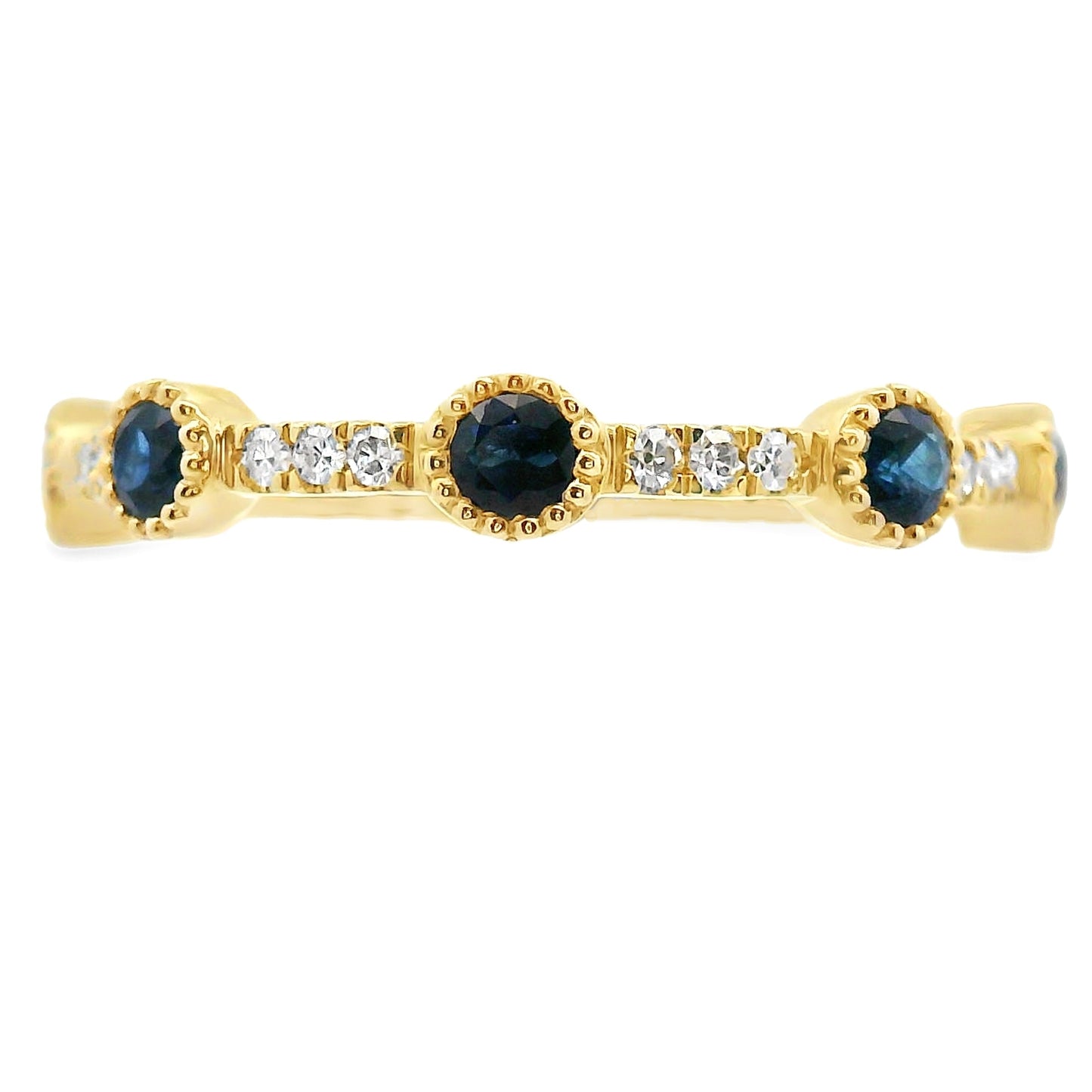 Sapphire Diamond Stackable Band Set in 14KT Yellow Gold