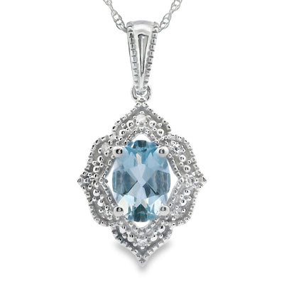 Aquamarine Diamond Pendant in 10KT White Gold