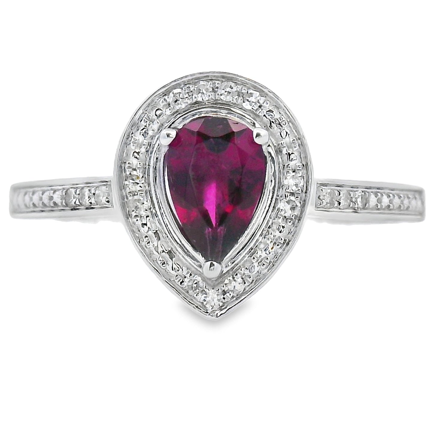 Bague en diamant de grenat naturel de 0,56 ct en or blanc 10KT