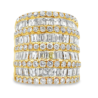 Bague en diamant véritable de 6,65 ct en or jaune 18 carats
